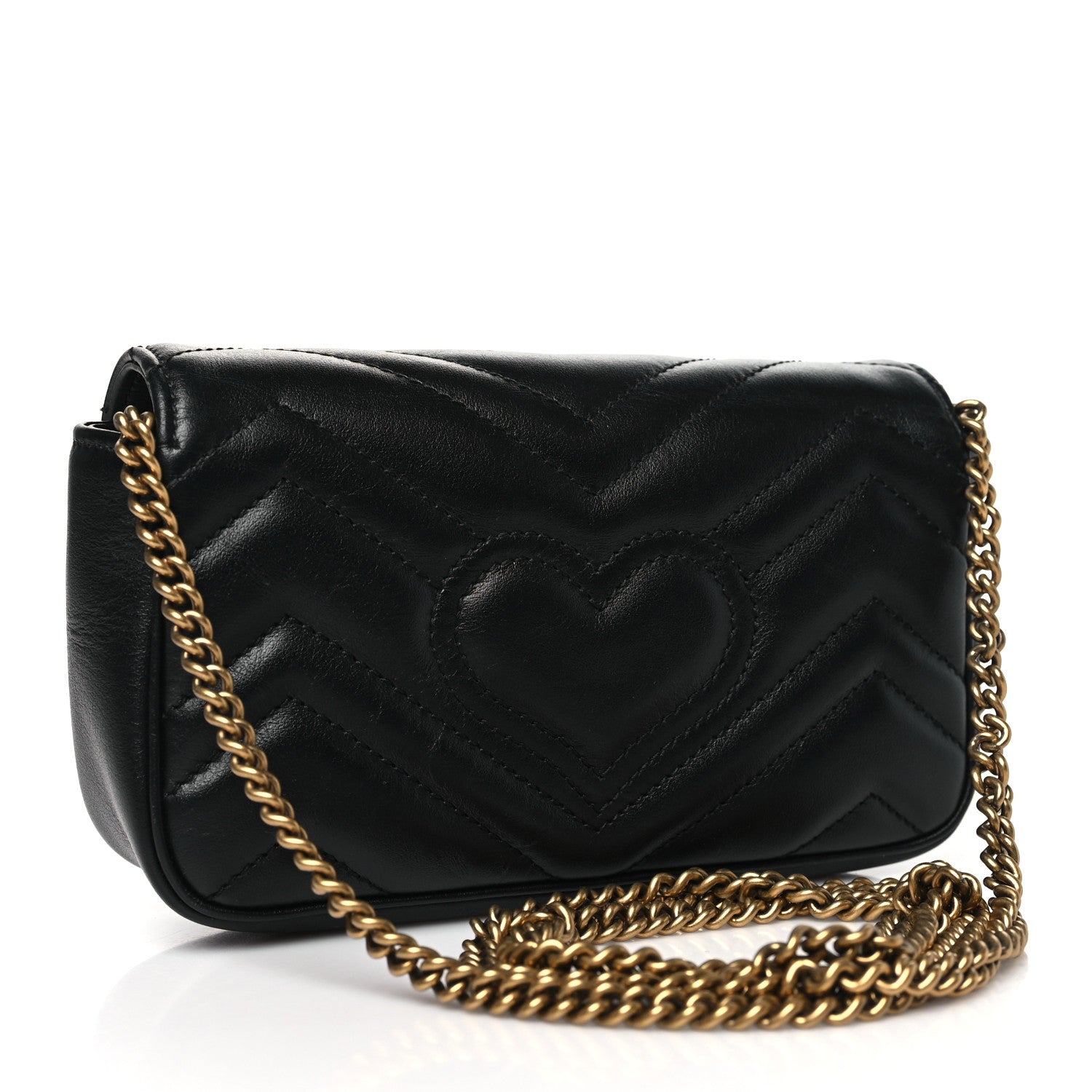 Gucci Calfskin Matelasse Super Mini GG Marmont Shoulder Bag Black 3 of 10