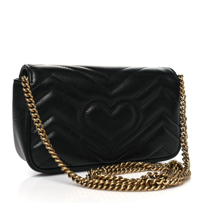 Gucci Calfskin Matelasse Super Mini GG Marmont Shoulder Bag Black 3 of 10
