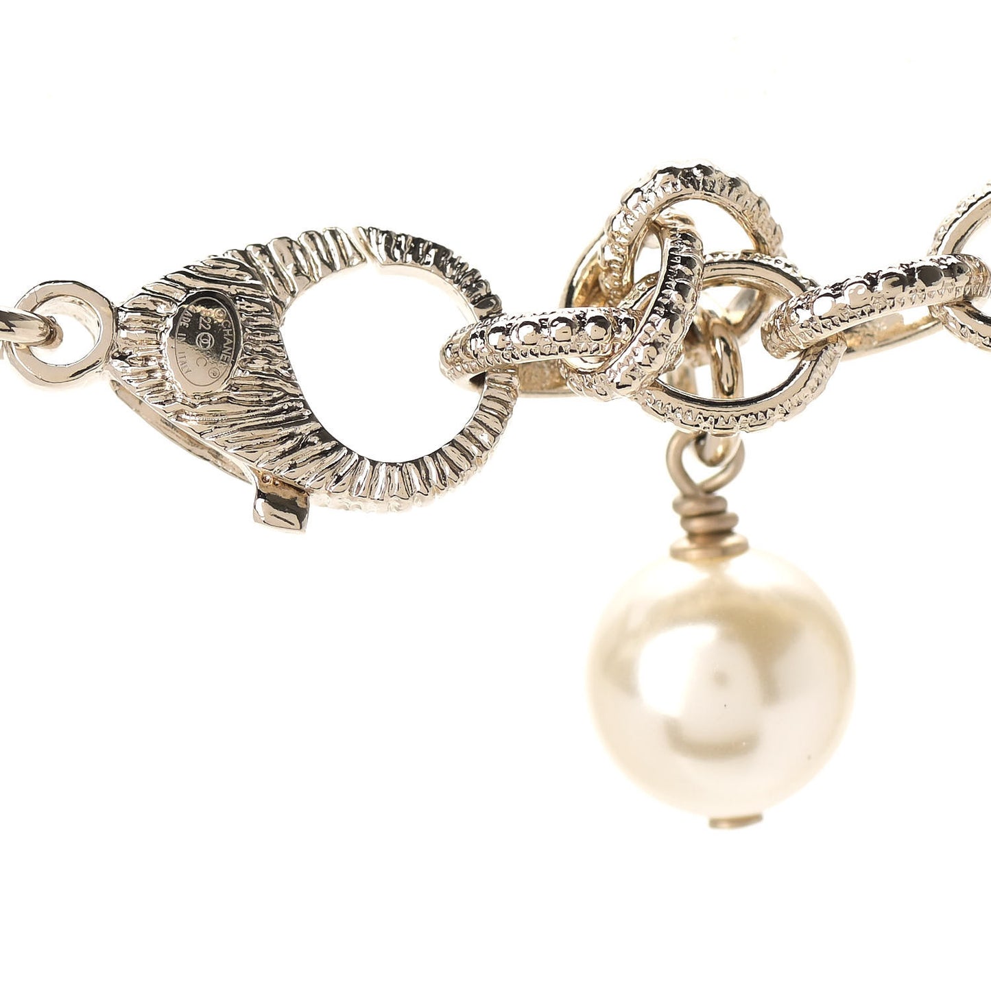 Pearl Crystal CC Camellia Short Necklace Gold