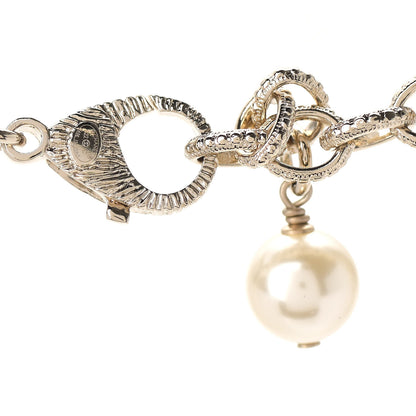 Chanel Pearl Crystal CC Camellia Short Necklace Gold 4 of 4