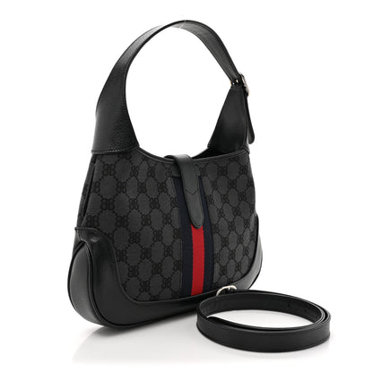Gucci X BALENCIAGA BB Monogram Calfskin Web Small Jackie 1961 Hobo Black 4 of 11