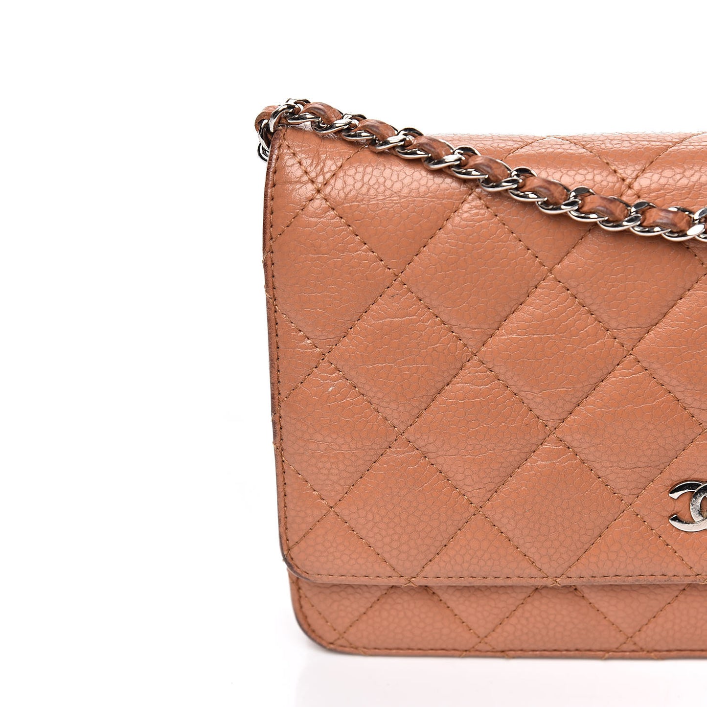 Caviar Quilted Wallet On Chain WOC Tan