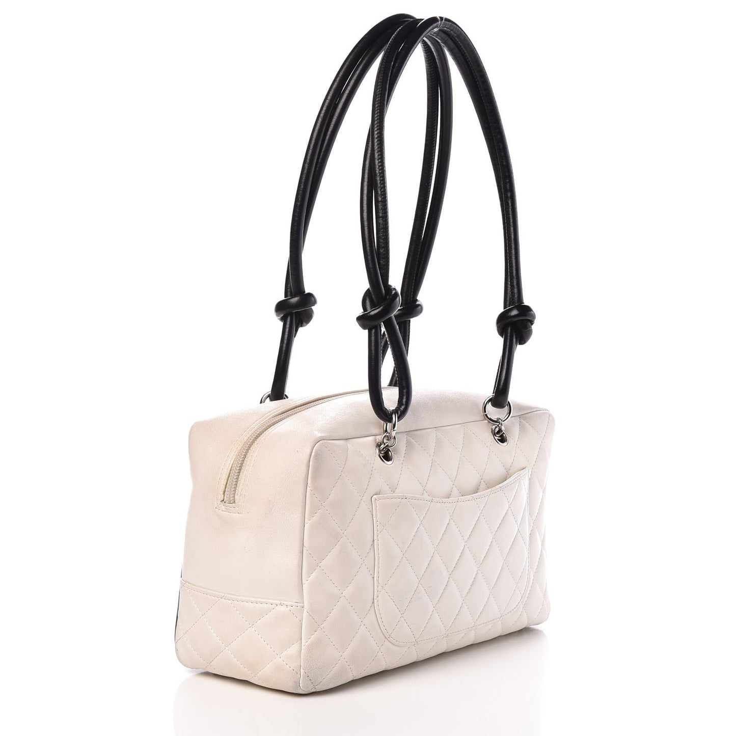 Calfskin Quilted Large Cambon Bowler Black White