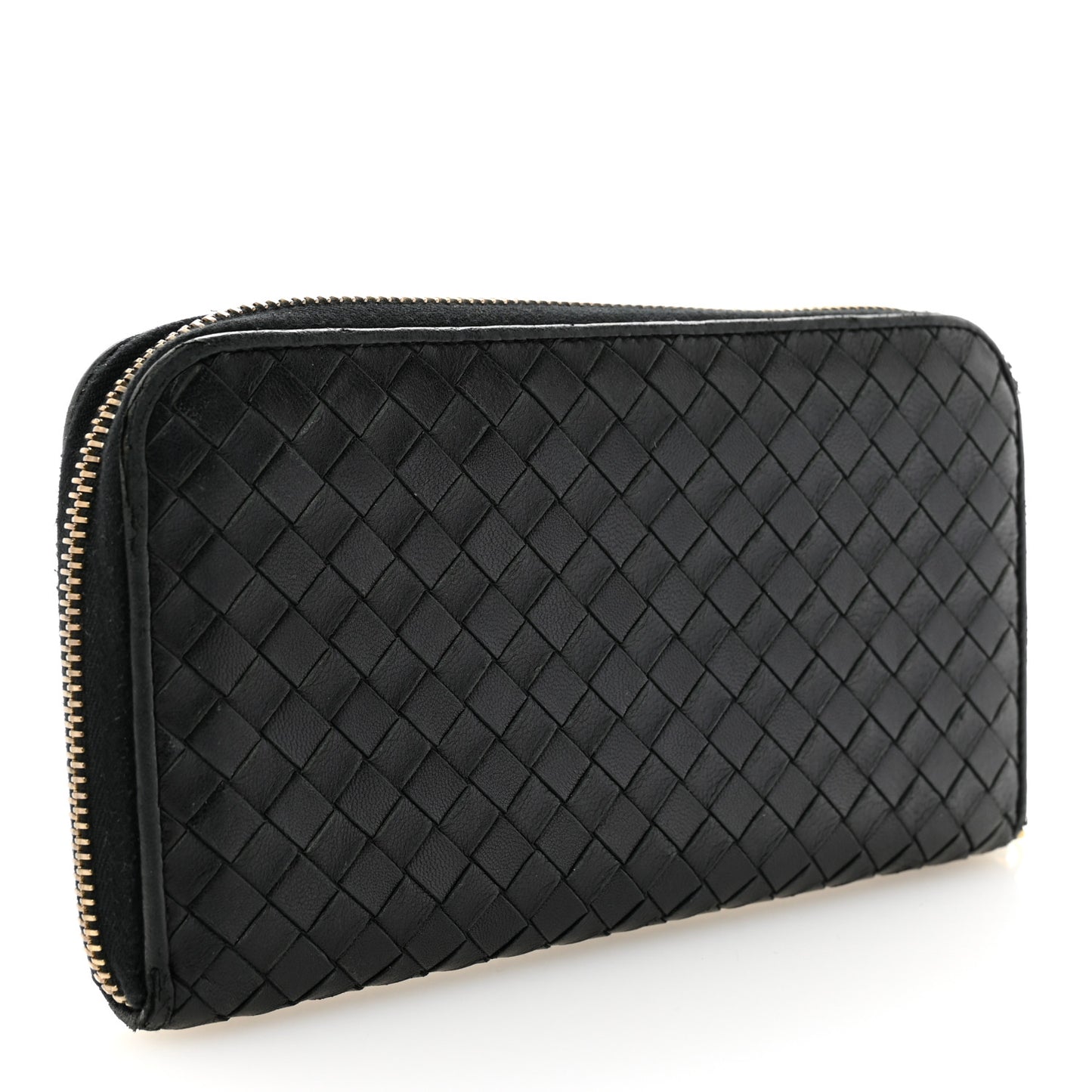 Nappa Intrecciato Zip Around Wallet Black