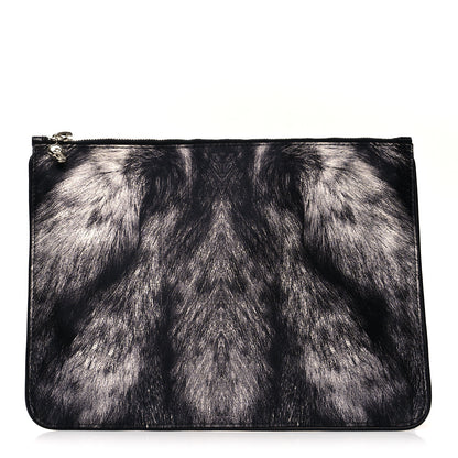 Alexander McQueen Silk Fur Print Zip Pouch Black Grey 1 of 8