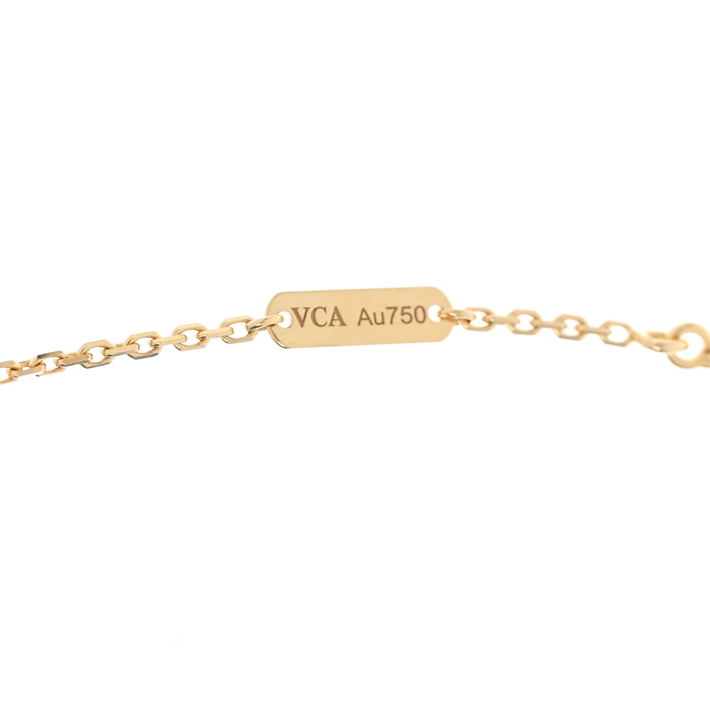 18K Yellow Gold Blue Agate Vintage Alhambra Pendant Necklace