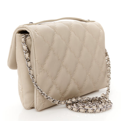 Chanel Calfskin Quilted Double Stitch Hamptons Clutch with Chain Beige Clair 3 of 11