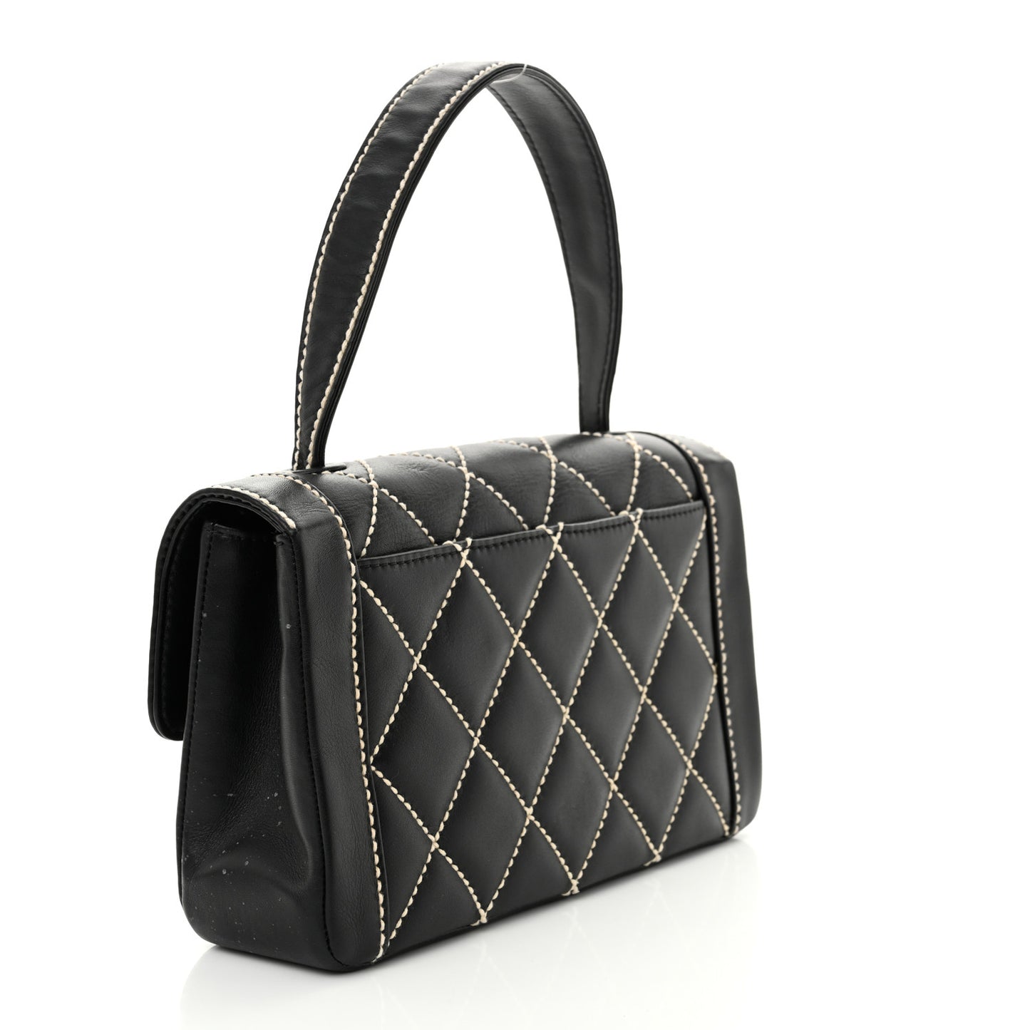 Calfskin Quilted Wild Stitch Flap Black