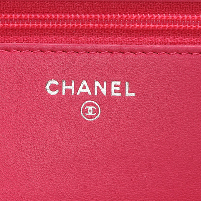 Chanel Lambskin Quilted Wallet On Chain WOC Dark Pink 6 of 8