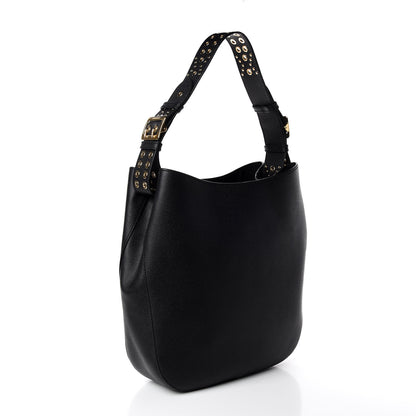 Burberry Soft Grainy Calfskin Studded Small Elmstone Hobo Black 3 of 9