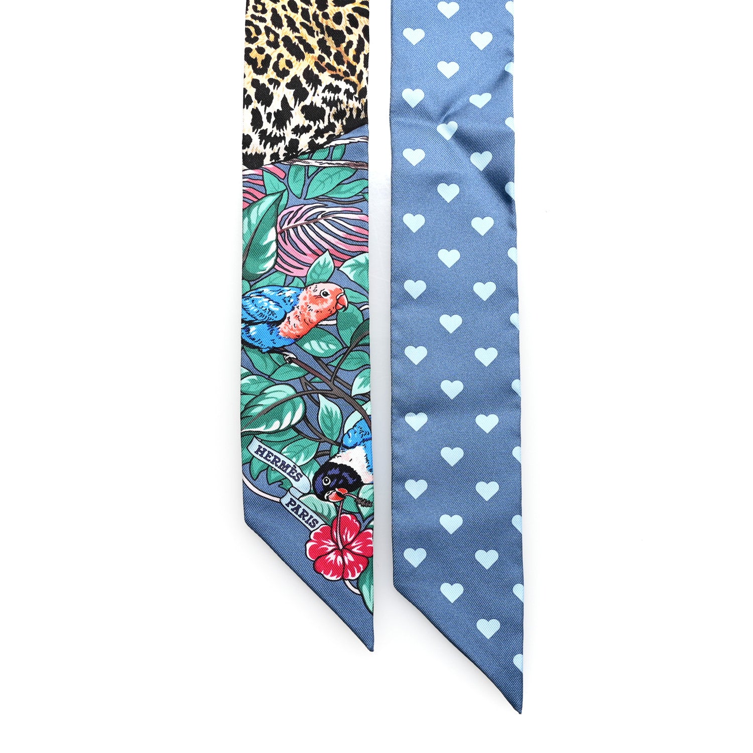 Hermes Silk Jungle Love Twilly Gris Bleuete Vert 2 of 3