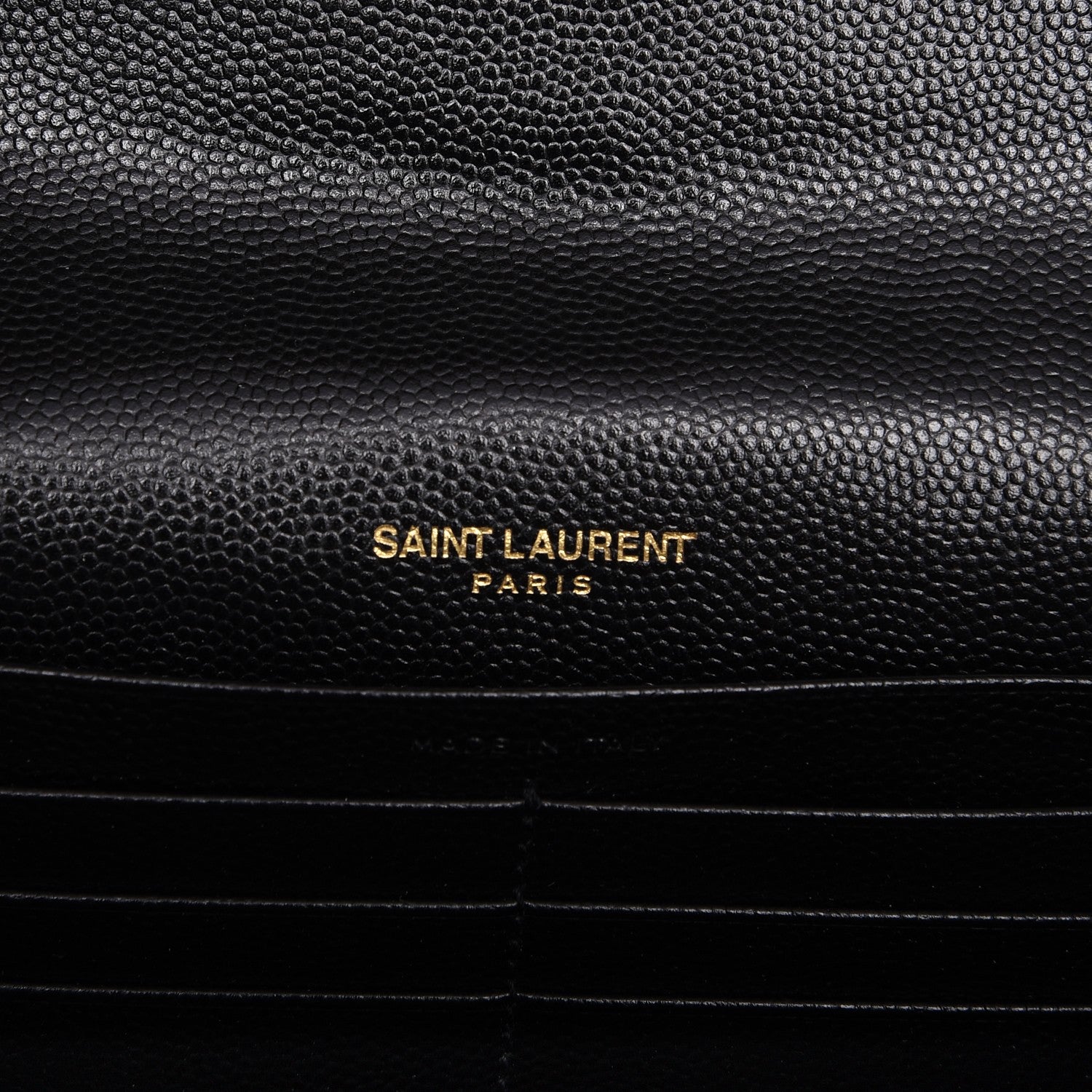 Saint Laurent Grain De Poudre Matelasse Chevron Monogram Flap Wallet Black 7 of 7