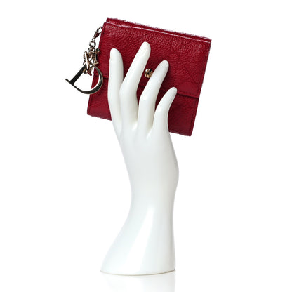 Christian Dior Grained Calfskin Cannage Lady Dior French Wallet Red 2 of 11