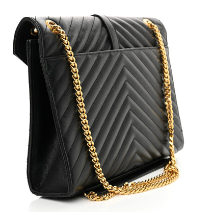 Saint Laurent Grain De Poudre Matelasse Chevron Large Monogram Satchel Black 3 of 16