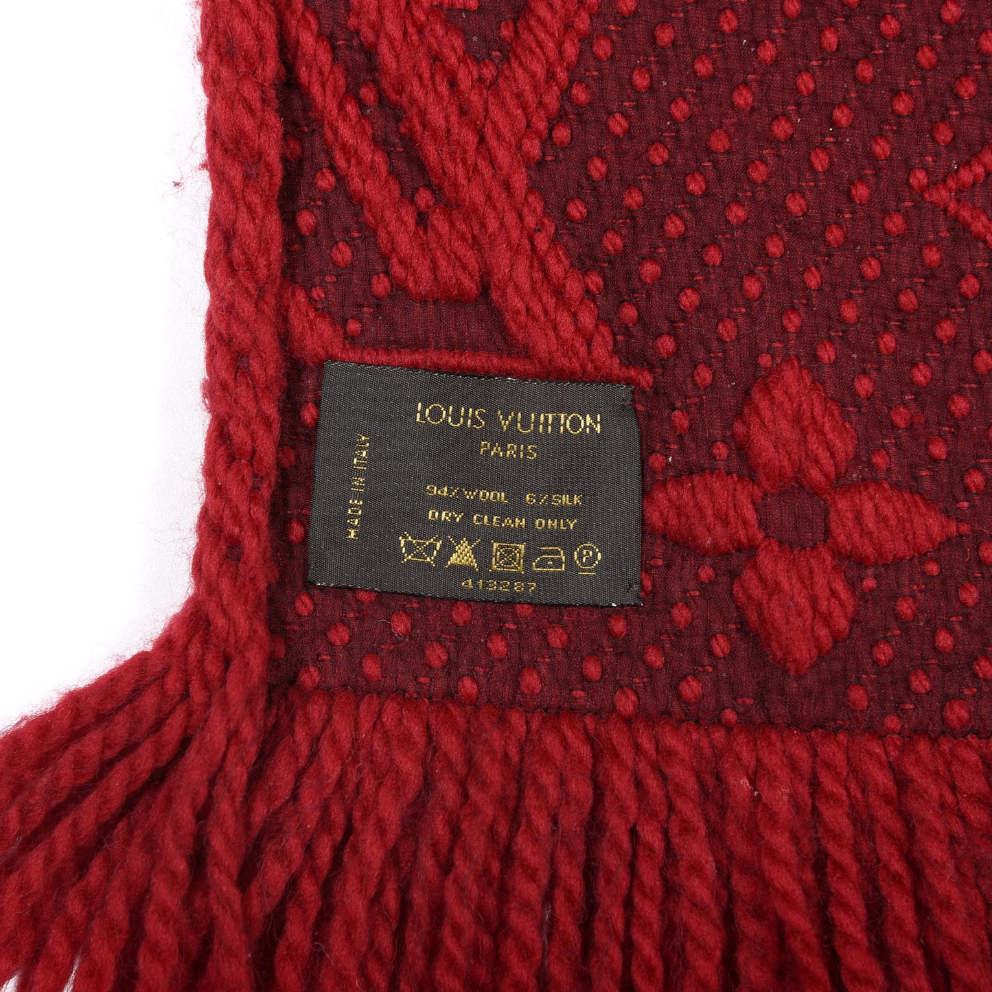 Wool Silk Logomania Scarf Rubis