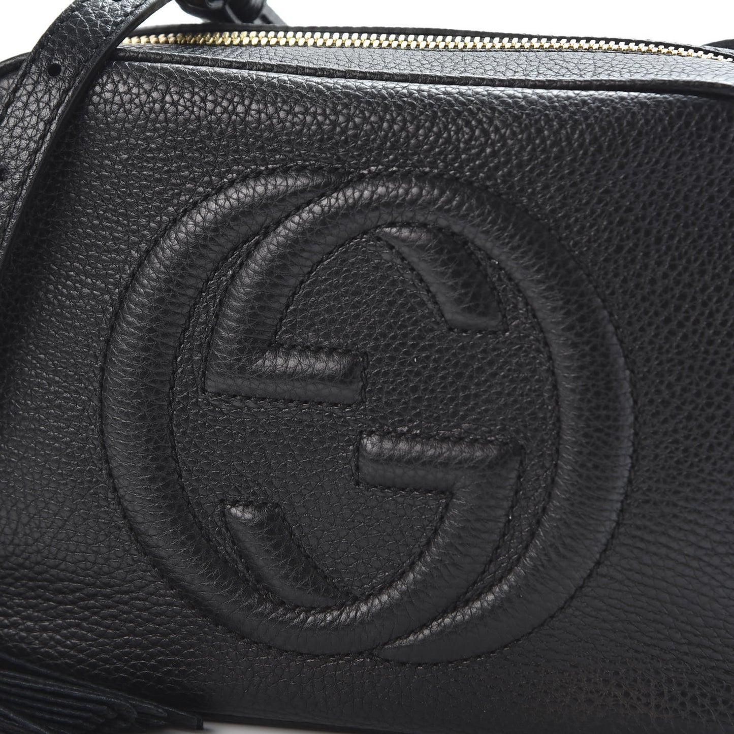 Pebbled Calfskin Small Soho Disco Bag Black