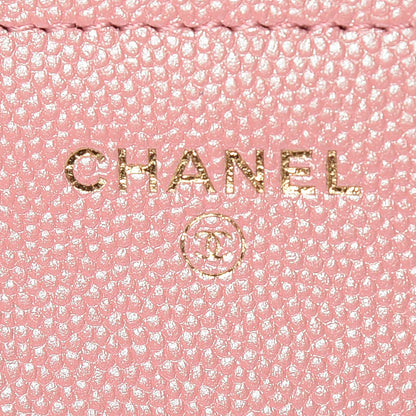 Chanel Iridescent Caviar Quilted Wallet on Chain WOC Rose Pink 8 of 11
