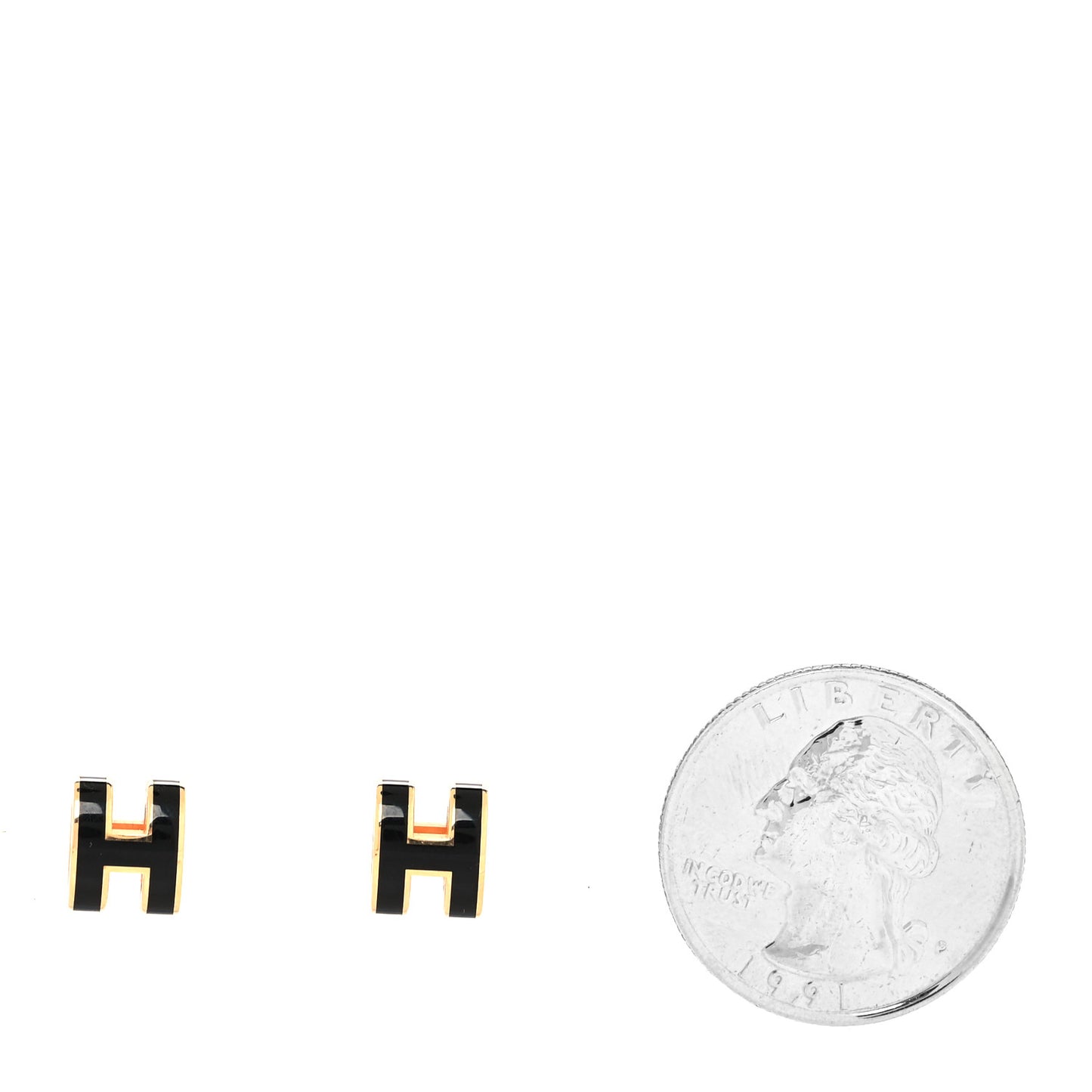 Rose Gold Lacquered Mini Pop H Earrings Black