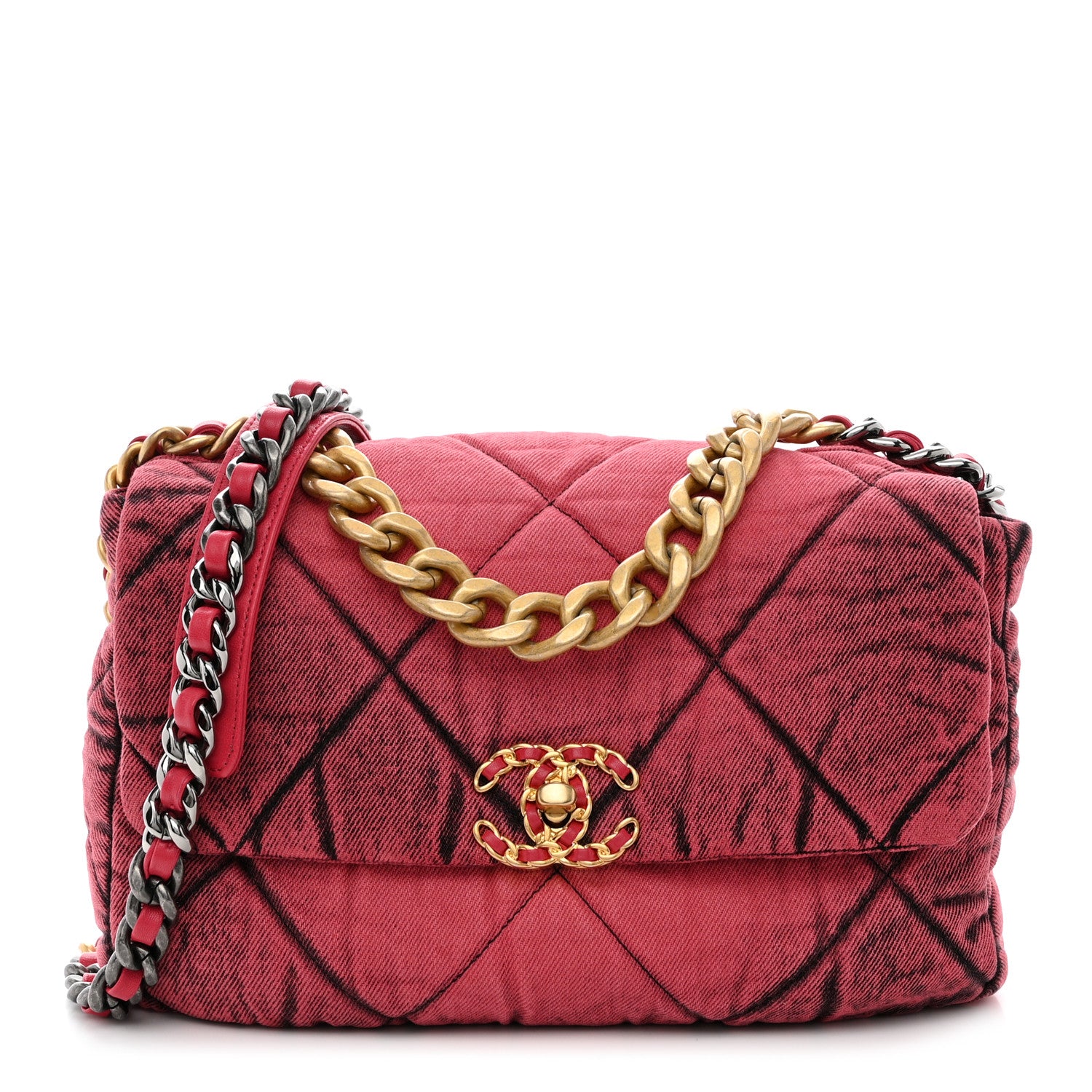 シャネルバック Chanel Washed Denim Quilted Medium Chanel 19 Flap Pink 1469332