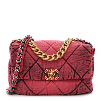 Chanel Washed Denim Quilted Medium Chanel 19 Flap Pink 1 of 10