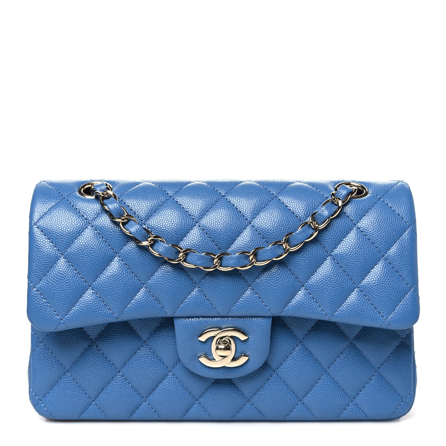 Chanel Caviar Quilted Small Double Flap Blue 1 of 10