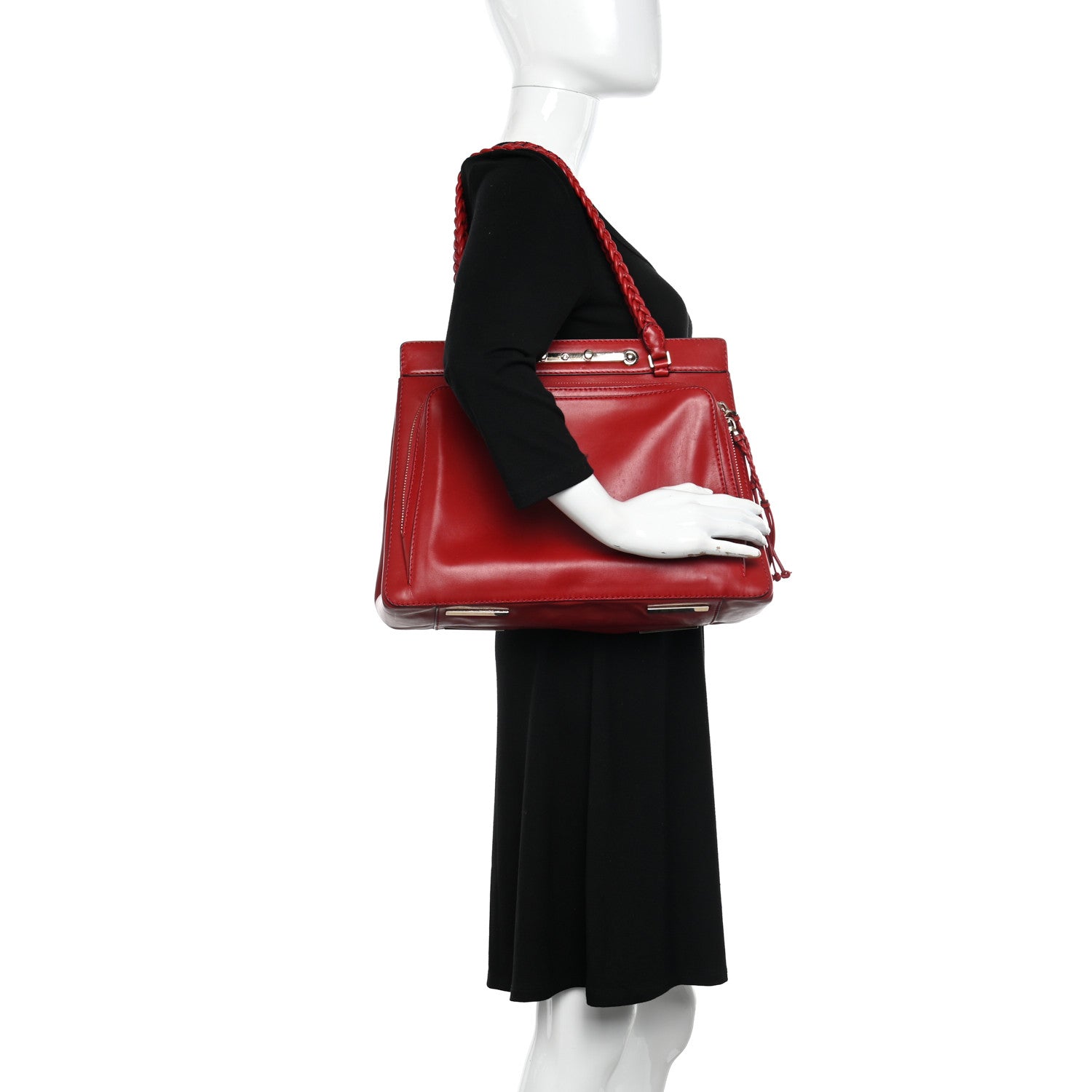 Valentino Garavani Vitello Demetra Satchel Red 3 of 9