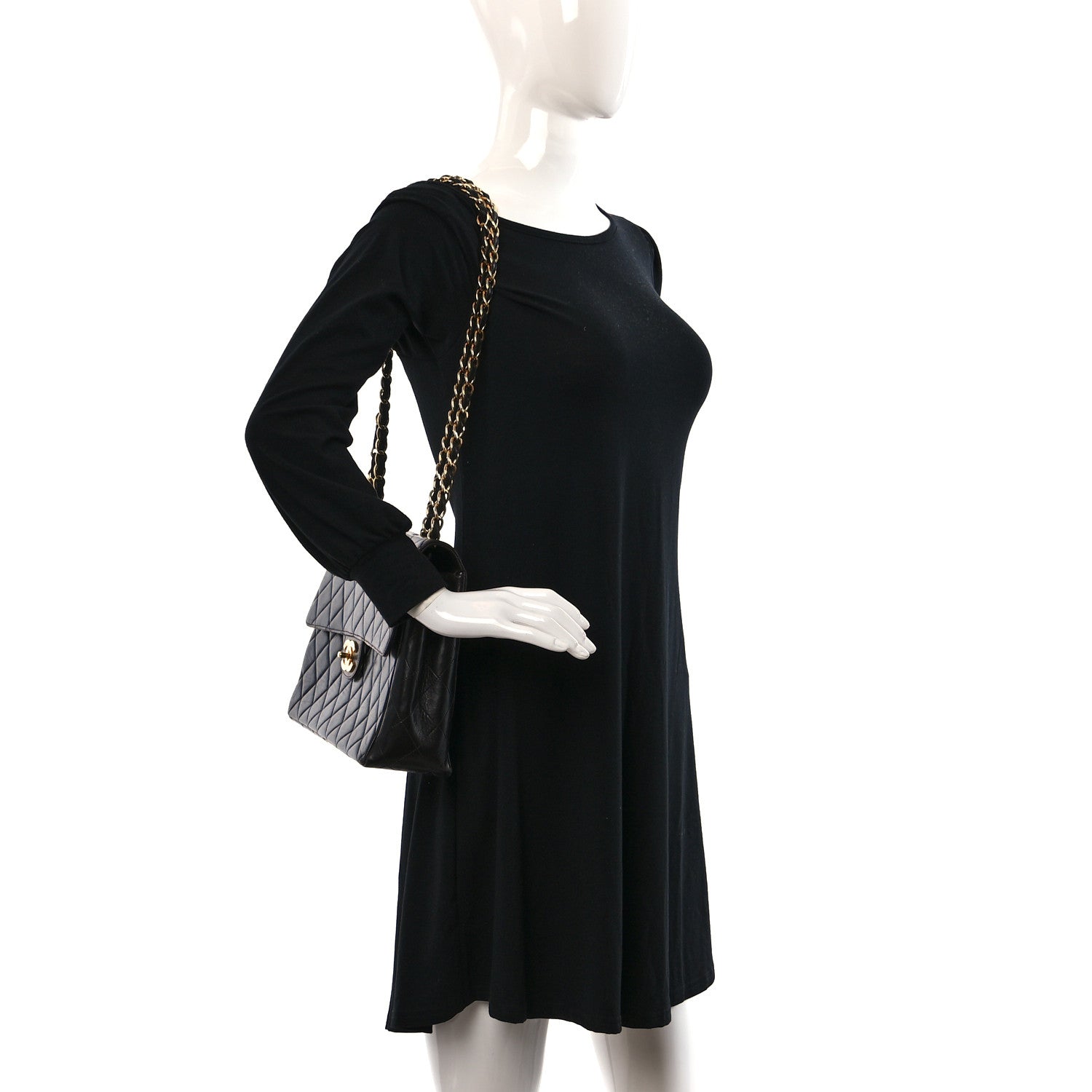 Chanel Lambskin Quilted Jumbo Single Flap Black 2 of 12