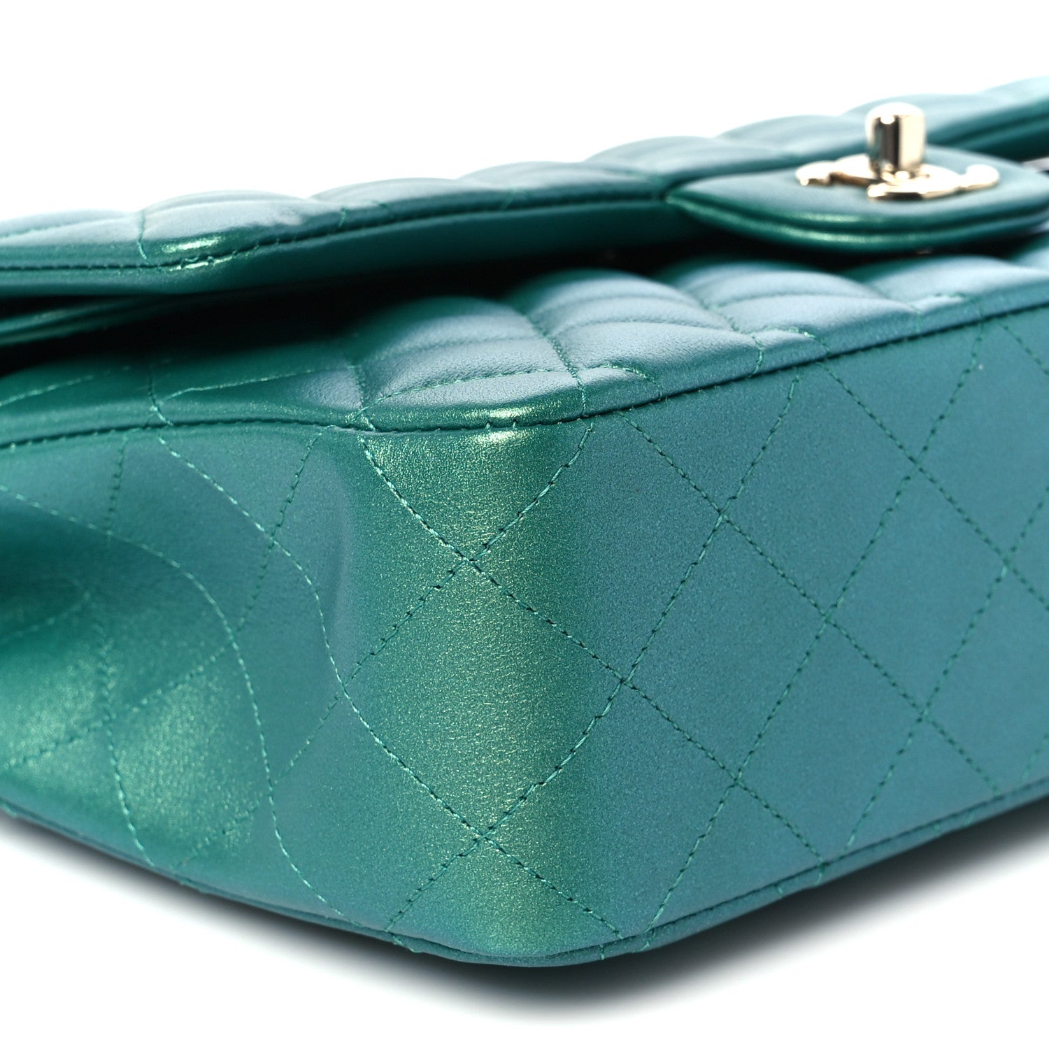 Chanel Iridescent Caviar Quilted Medium Double Flap Green 10 of 12