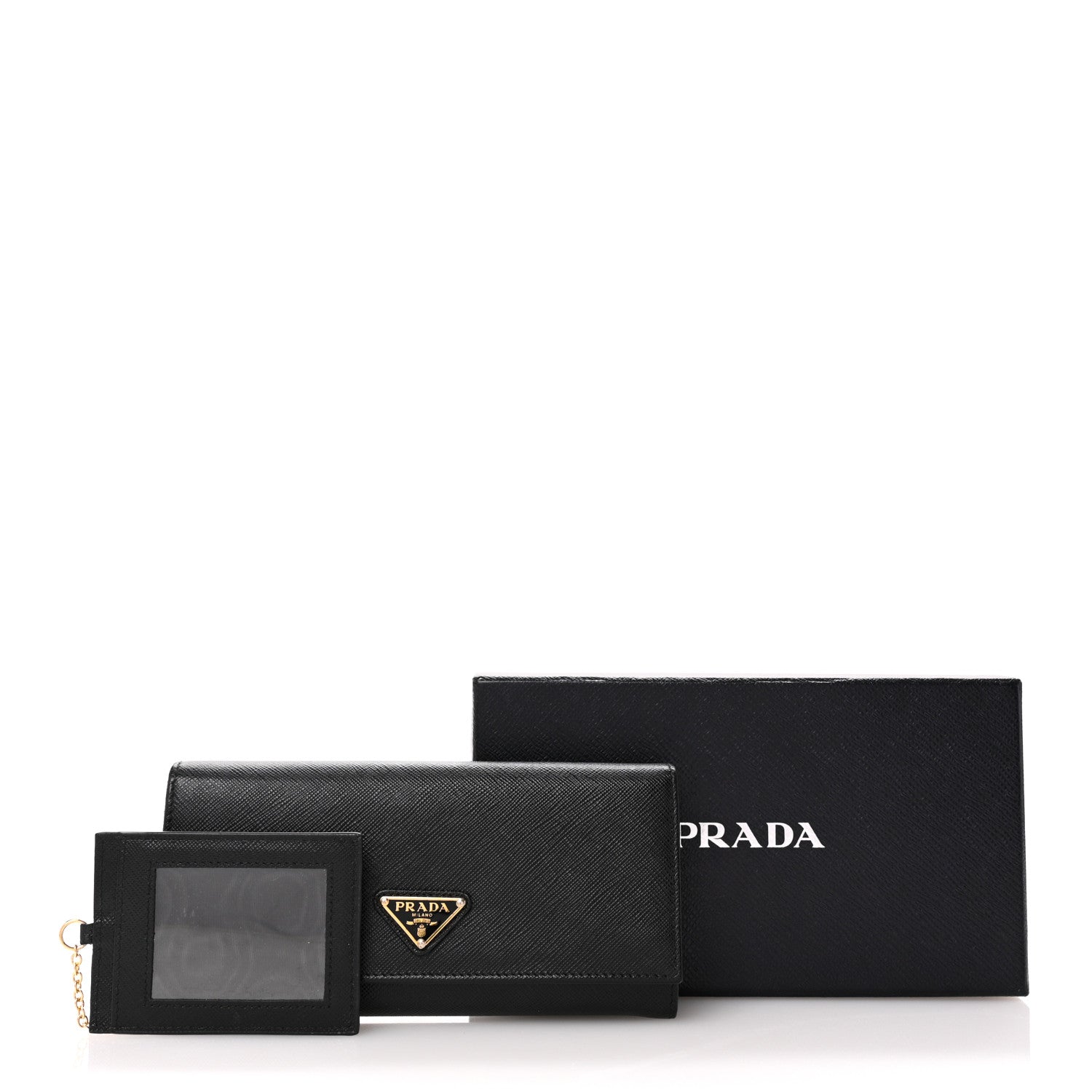 Prada Saffiano Triangle Logo Continental Flap Travel Wallet Black 9 of 9