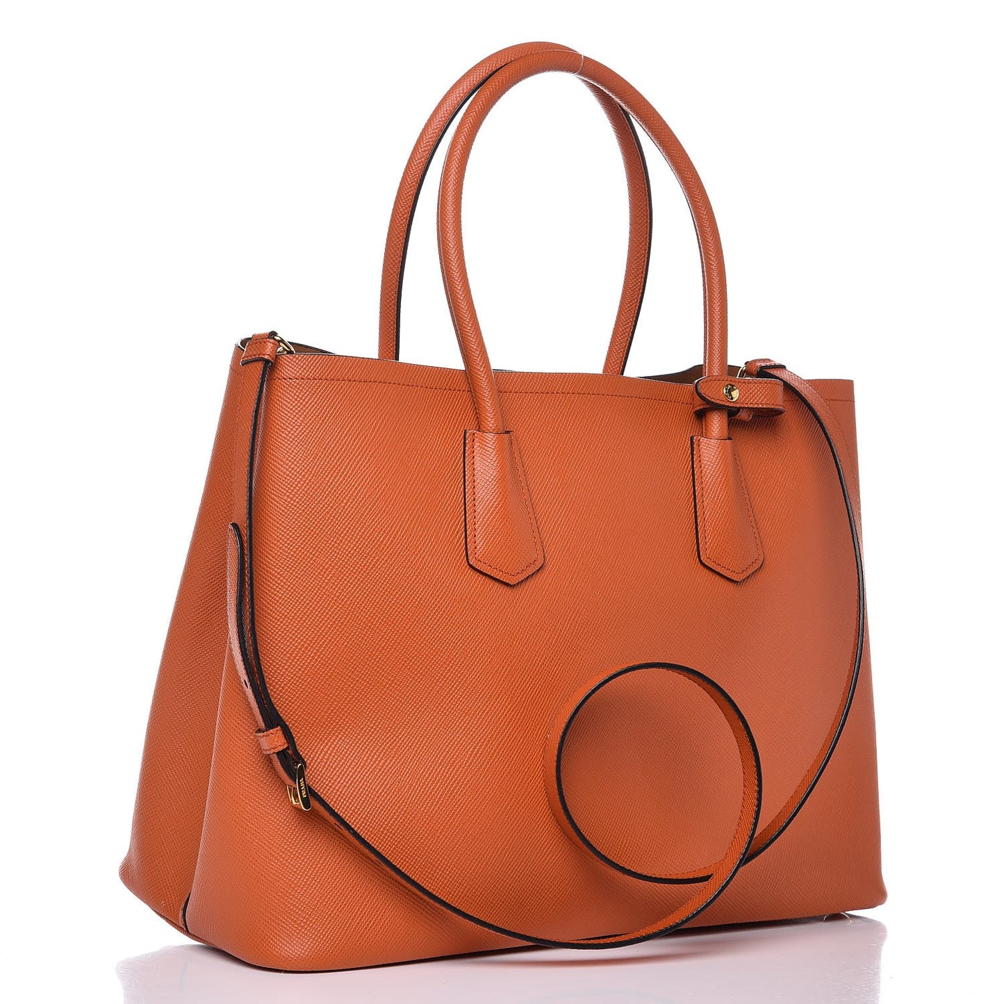 Saffiano Cuir Medium Double Bag Papaya