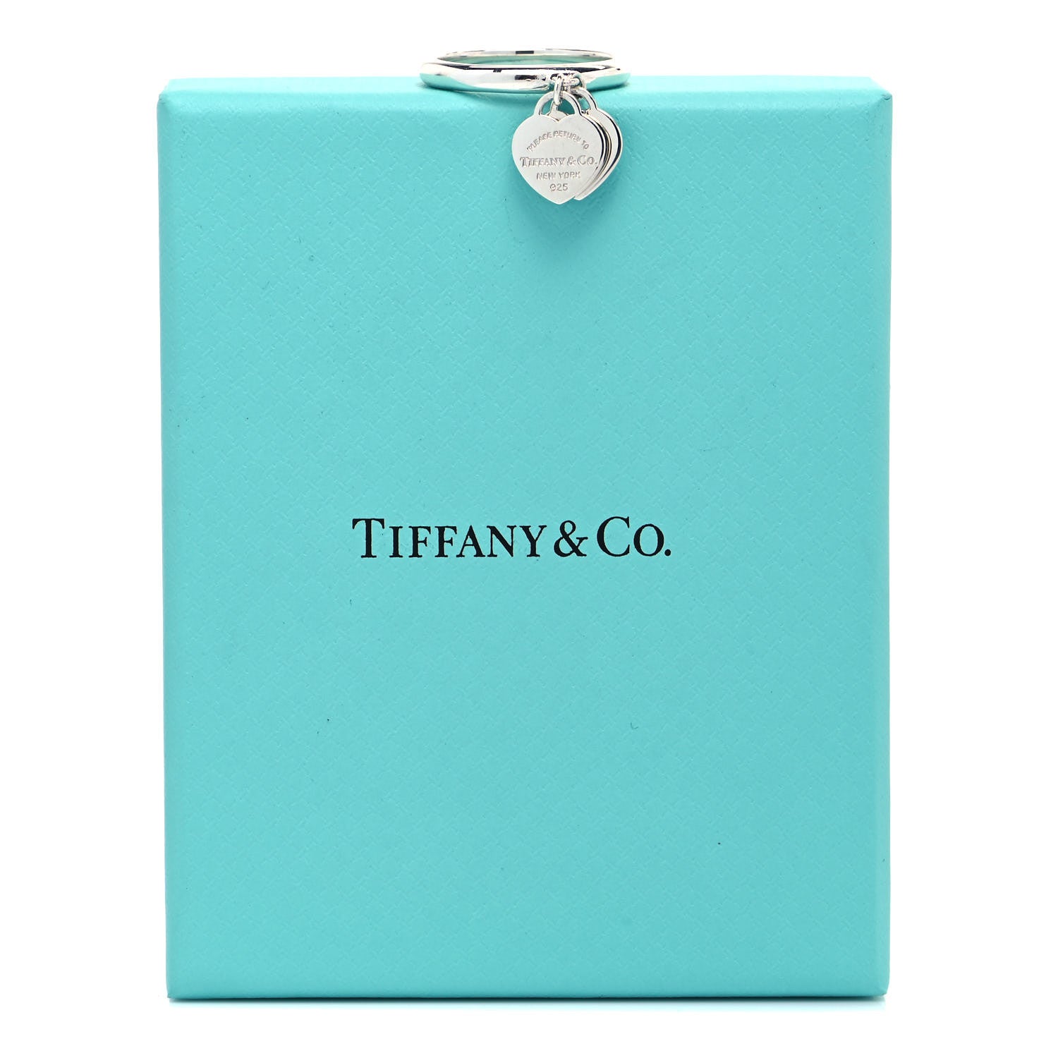 Tiffany Sterling Silver Enamel Return to Tiffany Double Heart Ring Blue 58 8.5 6 of 6