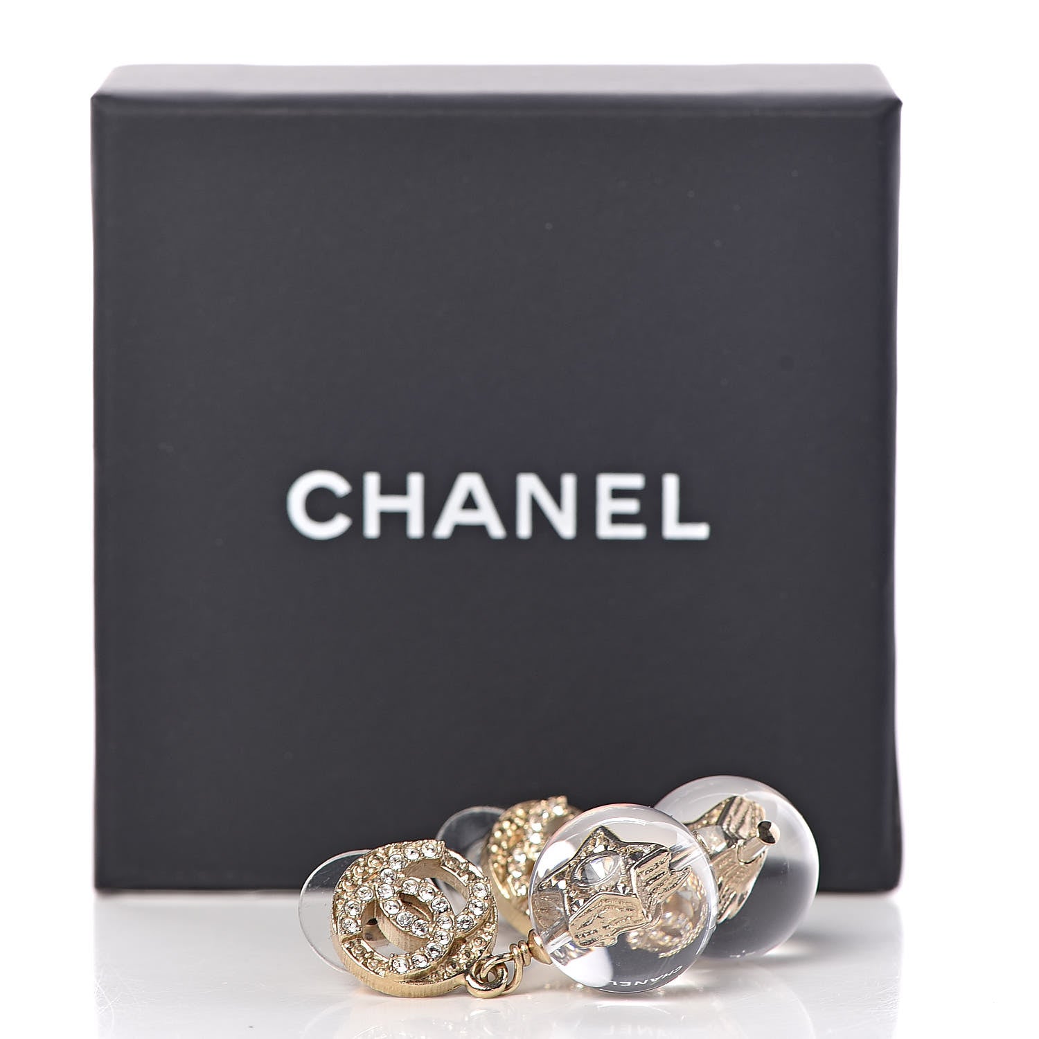 Chanel Resin Crystal CC Star Earrings Gold 5 of 5