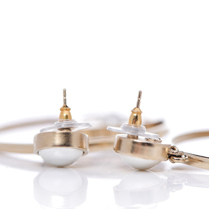 Chanel Pearl CC Camellia Hoop Earrings Gold 3 of 4