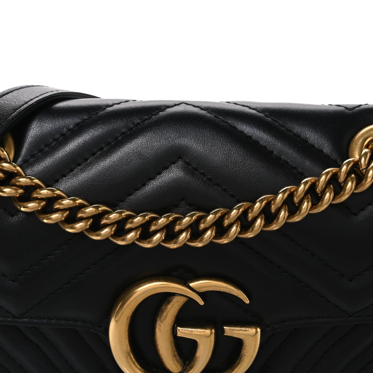 Calfskin Matelasse Mini GG Marmont Shoulder Bag Black