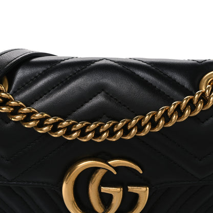Gucci Calfskin Matelasse Mini GG Marmont Shoulder Bag Black 8 of 10