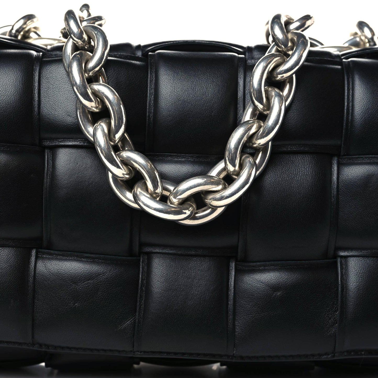 Lambskin Maxi Intrecciato Padded Chain Cassette Crossbody Bag Black