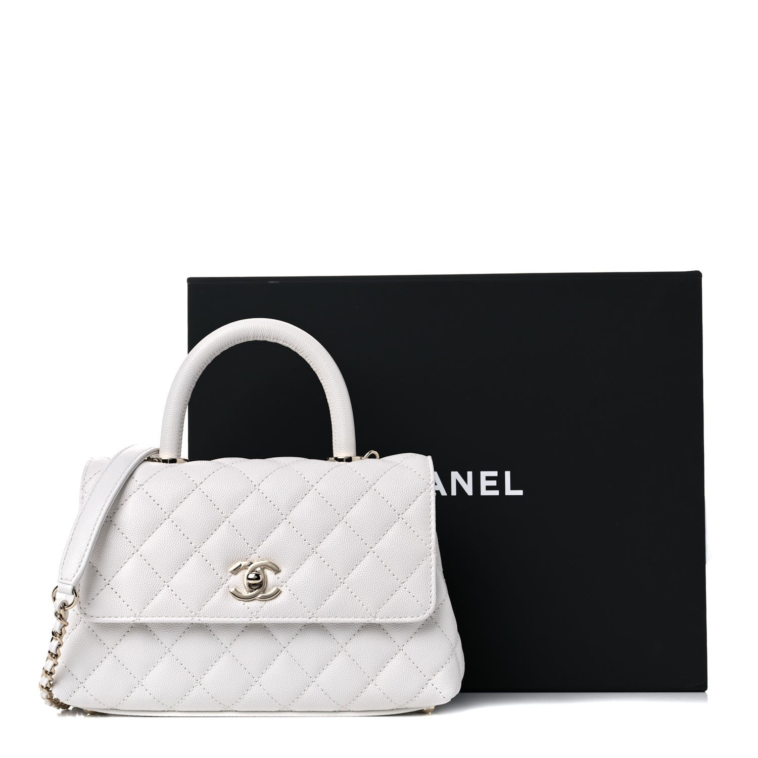 Chanel Caviar Quilted Mini Coco Handle Flap White 10 of 10