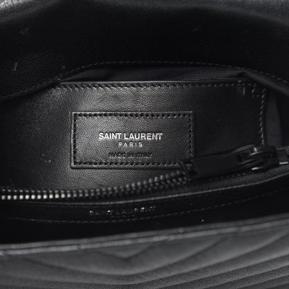 Saint Laurent Sheepskin Matelasse Chevron Monogram Medium College Bag Black 6 of 13