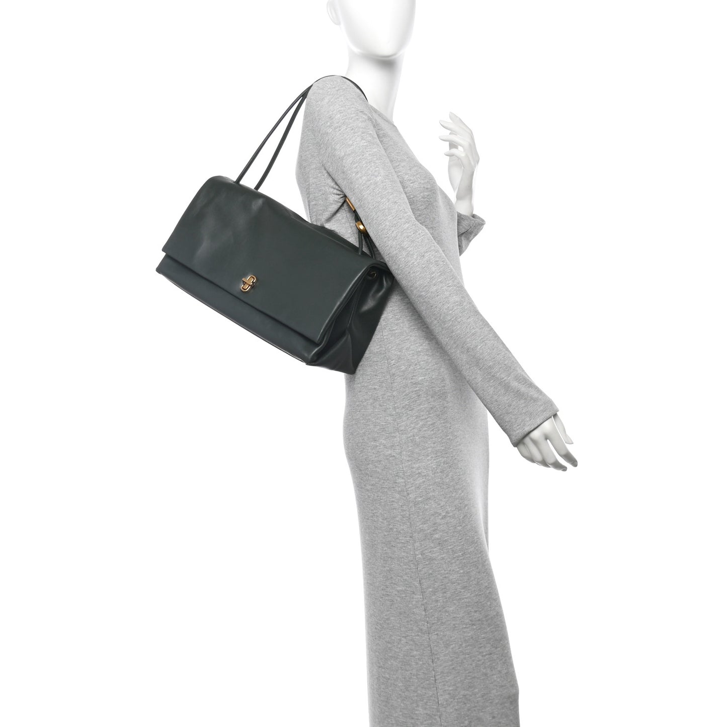 Calfskin Large Dual Shoulder Bag Green