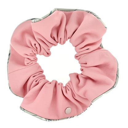 Hermes Nappa Silk Sangles en Zigzag Bandana Claudia Scrunchie Rose Sakura Vert D'eau 1 of 3