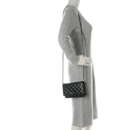Chanel Lambskin Quilted Wallet On Chain WOC Black 2 of 8