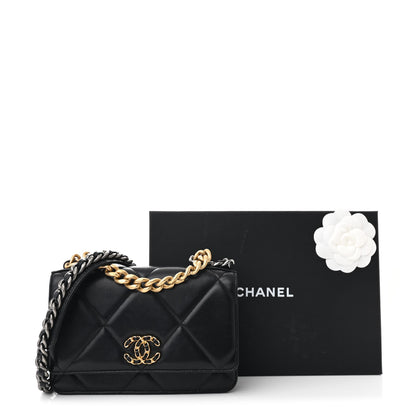 Chanel Lambskin Quilted Chanel 19 Wallet On Chain WOC Black 12 of 12