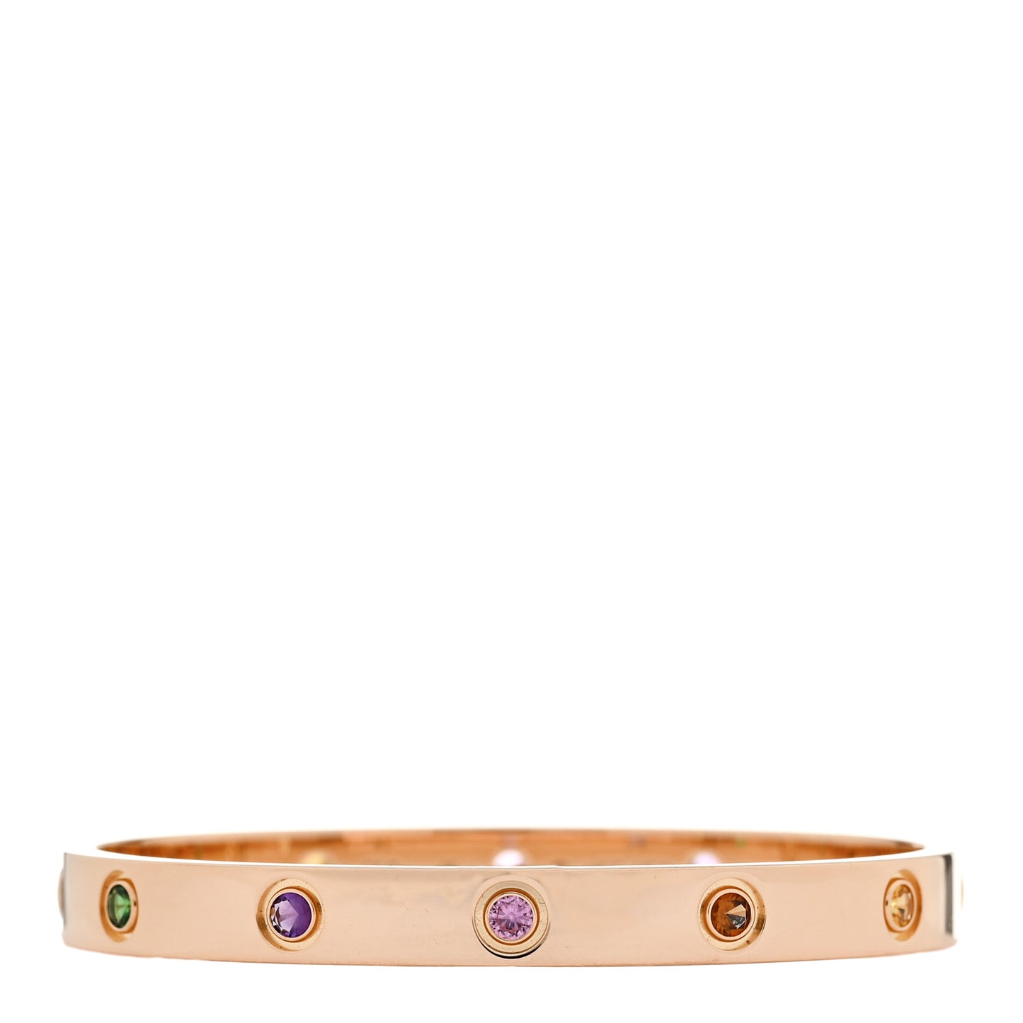 18K Pink Gold Sapphire Garnet Amethyst LOVE Bracelet 16