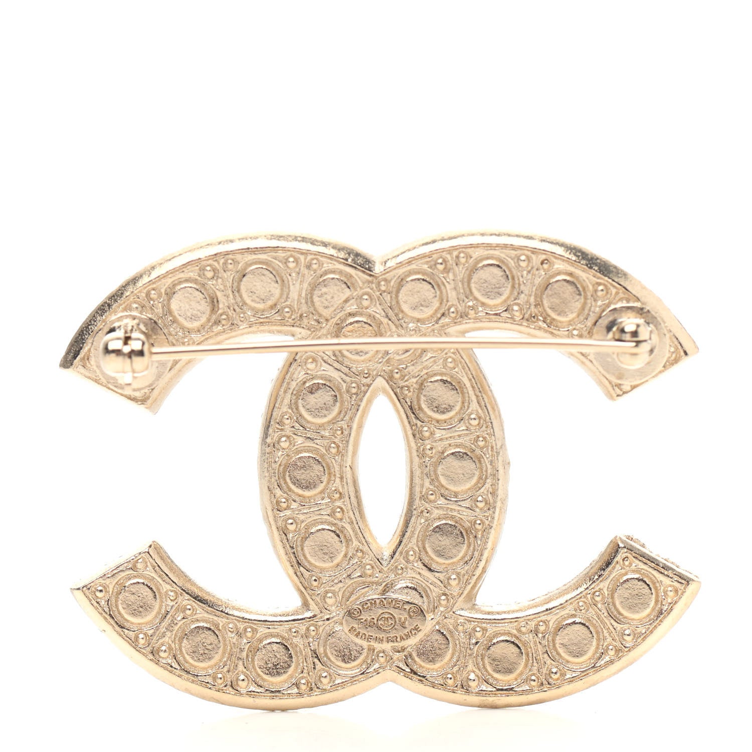 Chanel Metal Crystal Graduated Pearl CC Brooch Gold 2 of 3