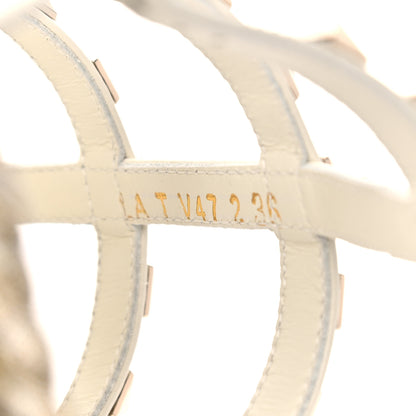 Valentino Garavani Calfskin Rockstud Ankle Strap Torchon Espadrille Caged 30/55mm Sandals 36 Light Ivory 8 of 11