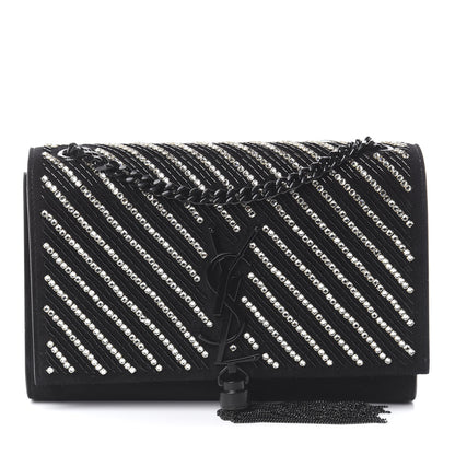 Saint Laurent Suede Crystal Small Classic Monogram Kate Satchel Black 1 of 8
