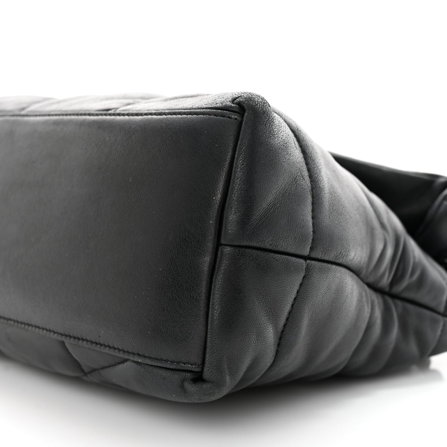 Lambskin Quilted Monogram Monochrome Medium Loulou Puffer Chain Satchel Black