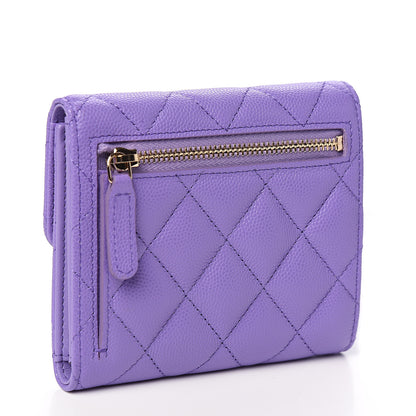 Chanel Caviar Quilted Flap Card Holder Wallet Purple 2 of 8