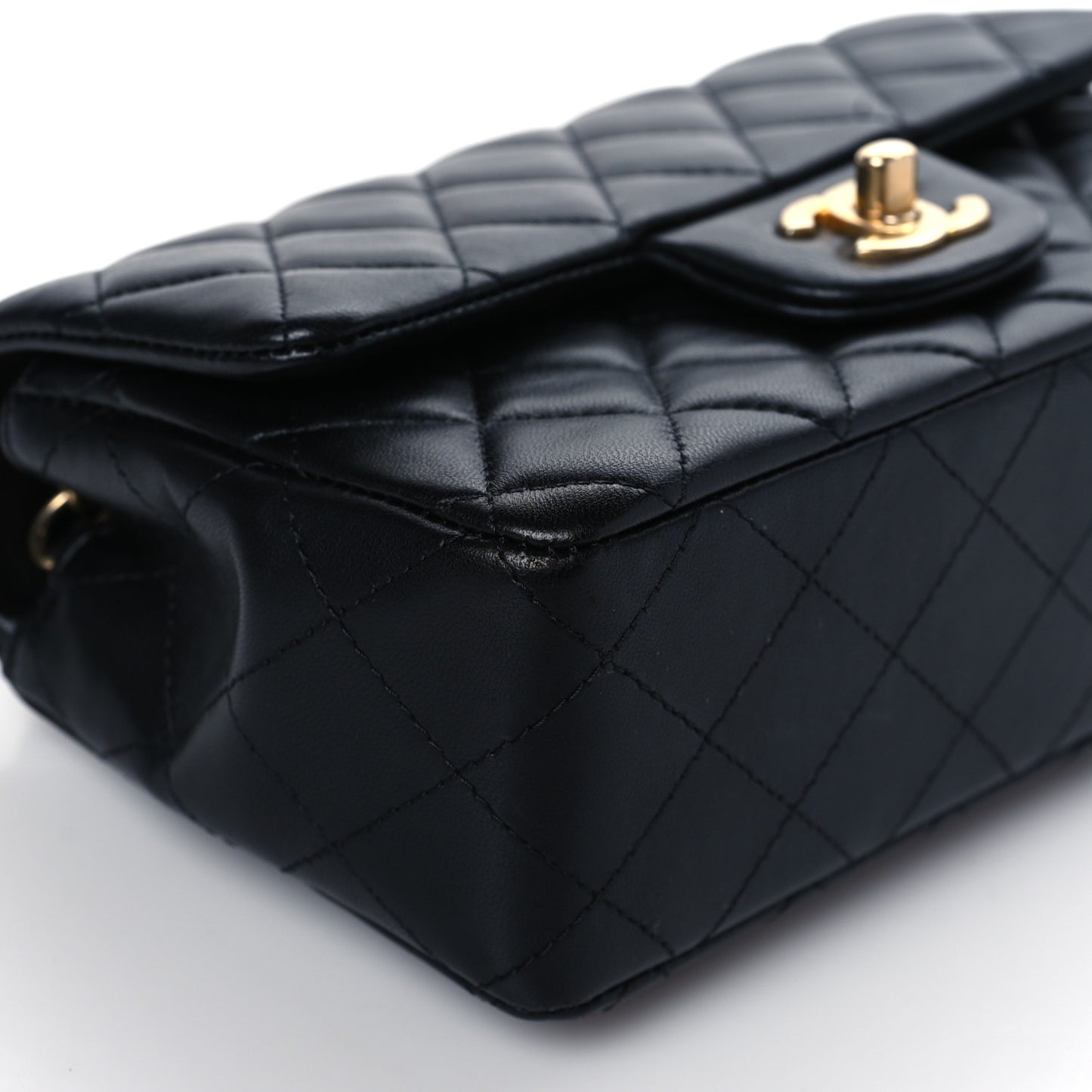 Lambskin Quilted Mini Rectangular Flap Black