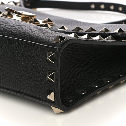 Valentino Garavani Pebbled Calfskin Medium Rockstud Flip Lock Crossbody Bag Black 9 of 17